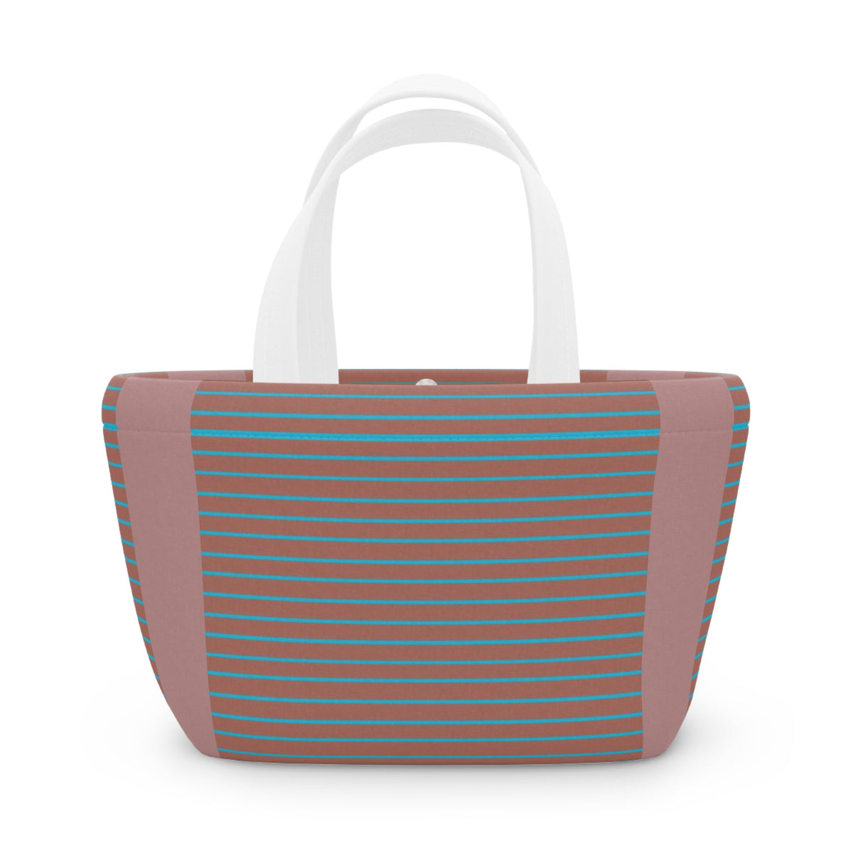 Striped Retro Lunch Bag – Teal & Terracotta Compact Insulated Tote