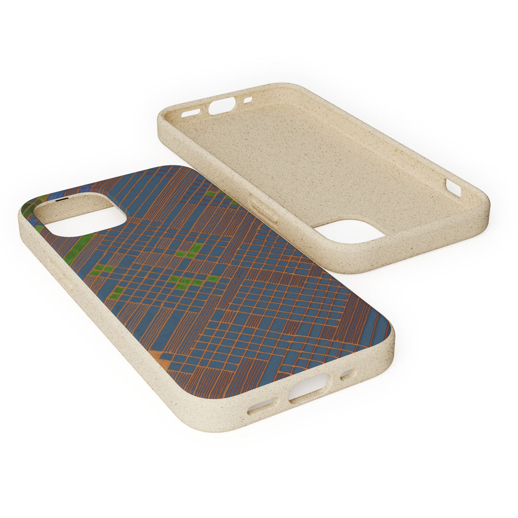 Biodegradable Phone Case — Earthy Geometric Plaid Eco-Friendly Cover, eco friendly phone case product image