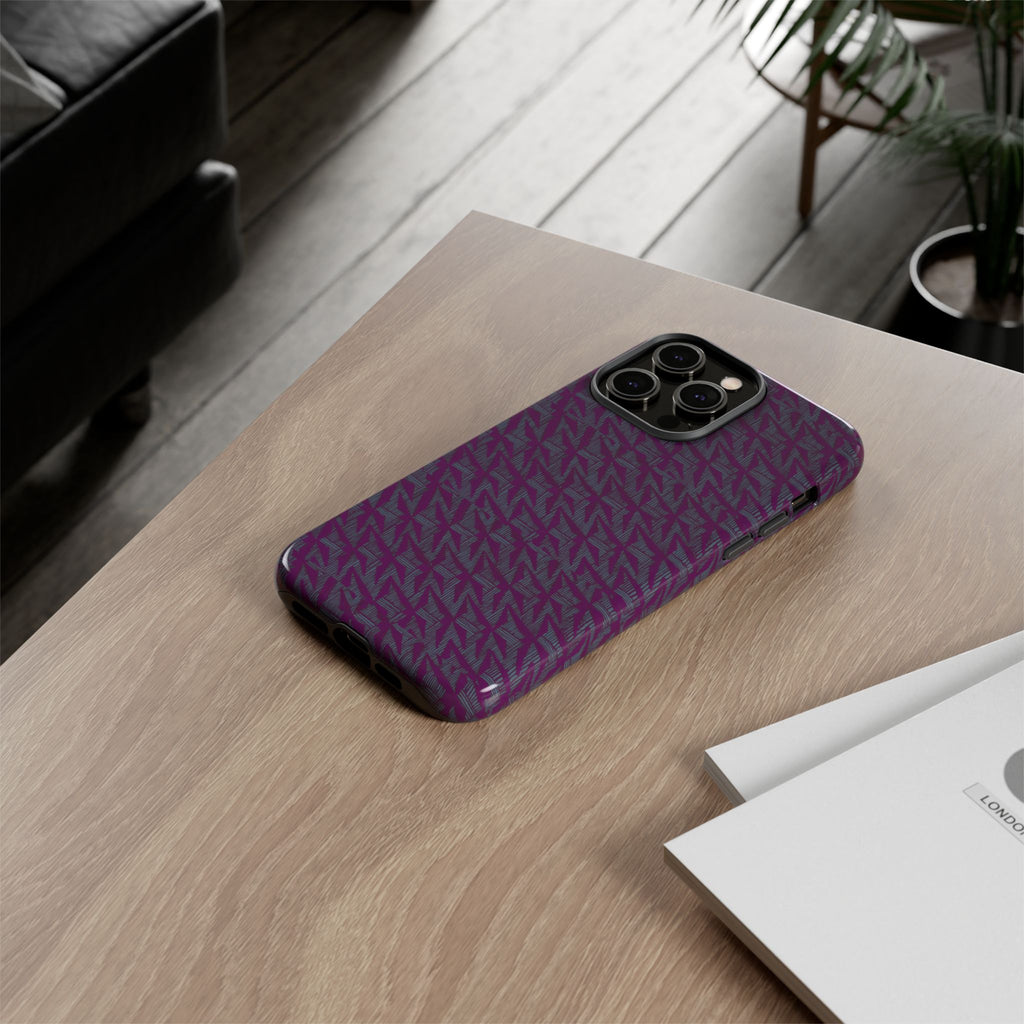 Shockproof Iphone 17 Pro Cover, Purple Geometric Dual-Layer TPU Case, UV-Protected
