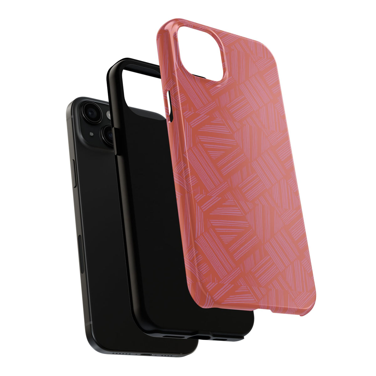 Tough Phone Case — Geometric Coral Pattern Protective Cover, shockproof iphone 18 pro case shown with protective lower ports