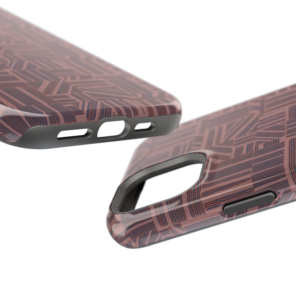 Impact Resistant Iphone 17 Pro Max Case - MagSafe Dual-Layer Geometric Brown Design