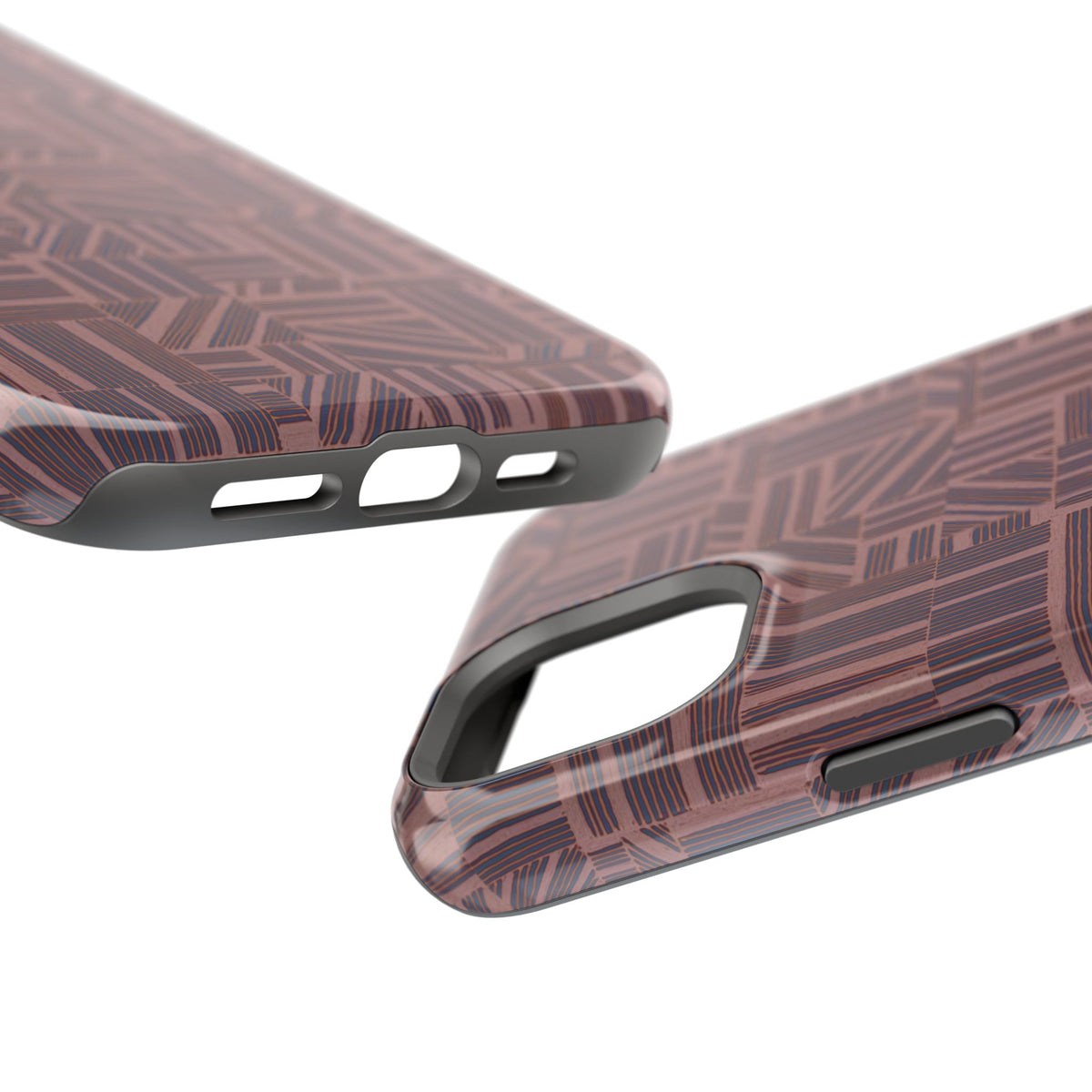 Impact Resistant Iphone 17 Pro Max Case - MagSafe Dual-Layer Geometric Brown Design
