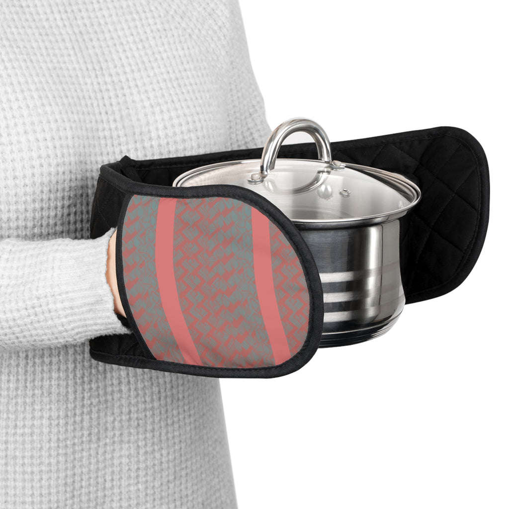 Double Oven Mitt Protector - Black Quilted Heat-Resistant Pot Holder