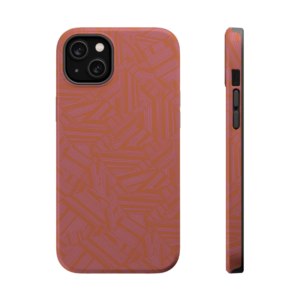 Protective iPhone 18 Pro Max Case With Terracotta Geometric MagSafe Impact Resistance