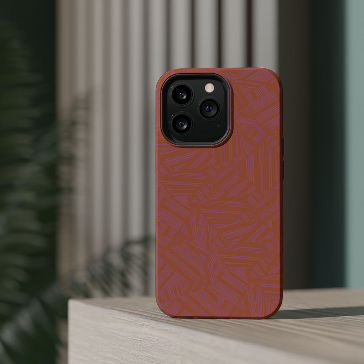 Protective iPhone 18 Pro Max Case With Terracotta Geometric MagSafe Impact Resistance