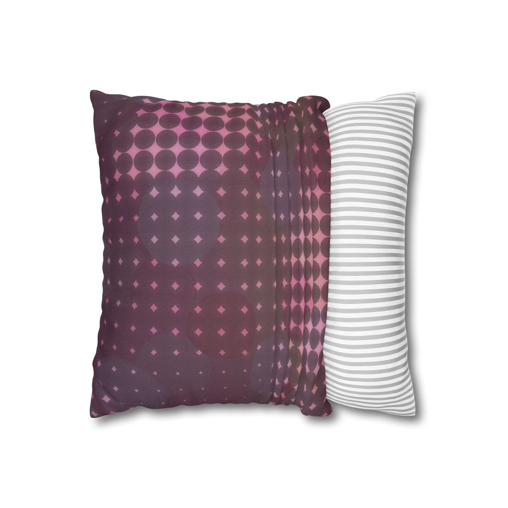 Retro Pink Dot Pattern Pillowcase — Spun Polyester Square Pillow Cover