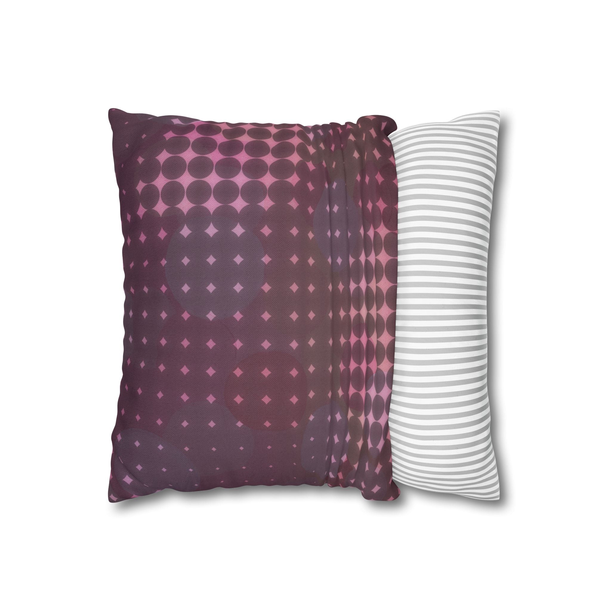 Retro Pink Dot Pattern Pillowcase — Spun Polyester Square Pillow Cover