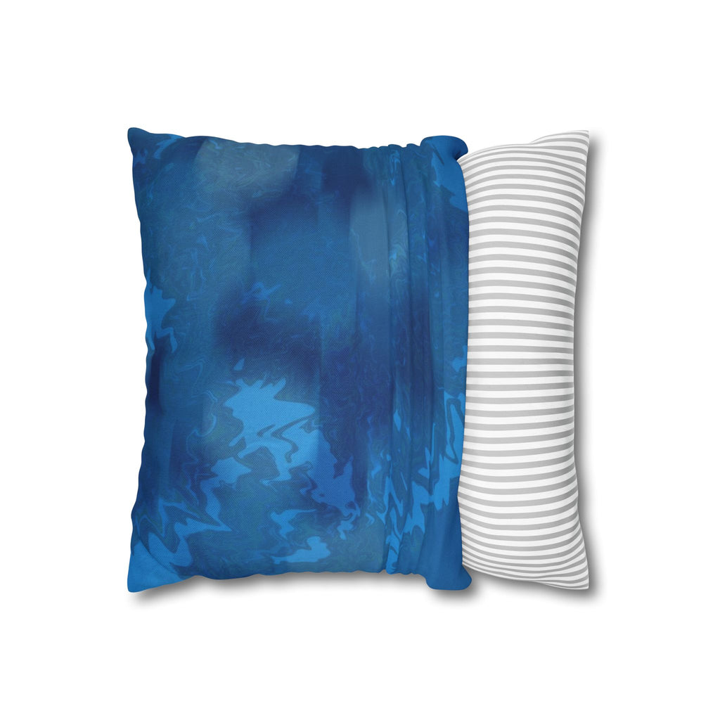 Ocean Accent Cushion Cover - 100% Soft Spun Polyester Blue Tie-Dye Square Pillowcase