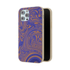 Biodegradable Marble Swirl Phone Case — Purple & Orange Eco-Friendly Protective Cover, camera opening and side profile; protective biodegradable case _CASETiFY5 alternative.
