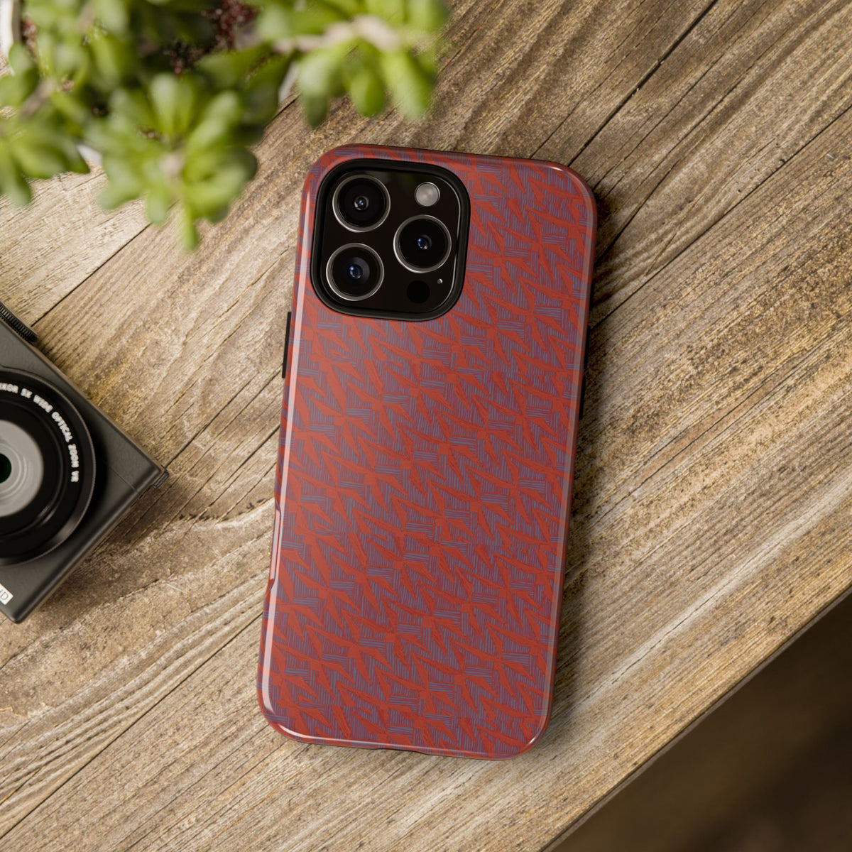 Wireless Charging iPhone 17 ProMax Case – Rugged Red Pebble Texture Shockproof Cover