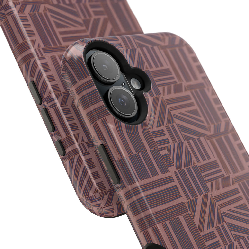 Impact Resistant Iphone 17 Pro Max Case - MagSafe Dual-Layer Geometric Brown Design