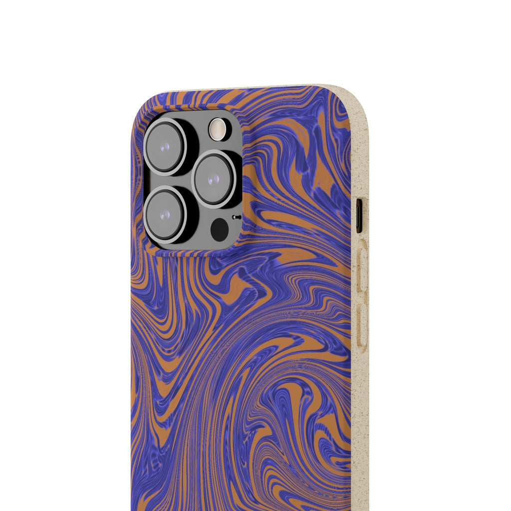 Biodegradable iPhone 17 Case – Purple Orange Marble Swirl Eco-Friendly Protection