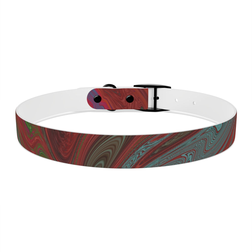 Sleek black buckle detail on the Marbled Swirl Dog Collar — Red & Teal Abstract Pet Collar, ideal for a fashionable hypoallergenic dog collar.