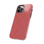 Tough Phone Case — Geometric Coral Pattern Protective Cover, shockproof iphone 18 pro case shown from the side and back