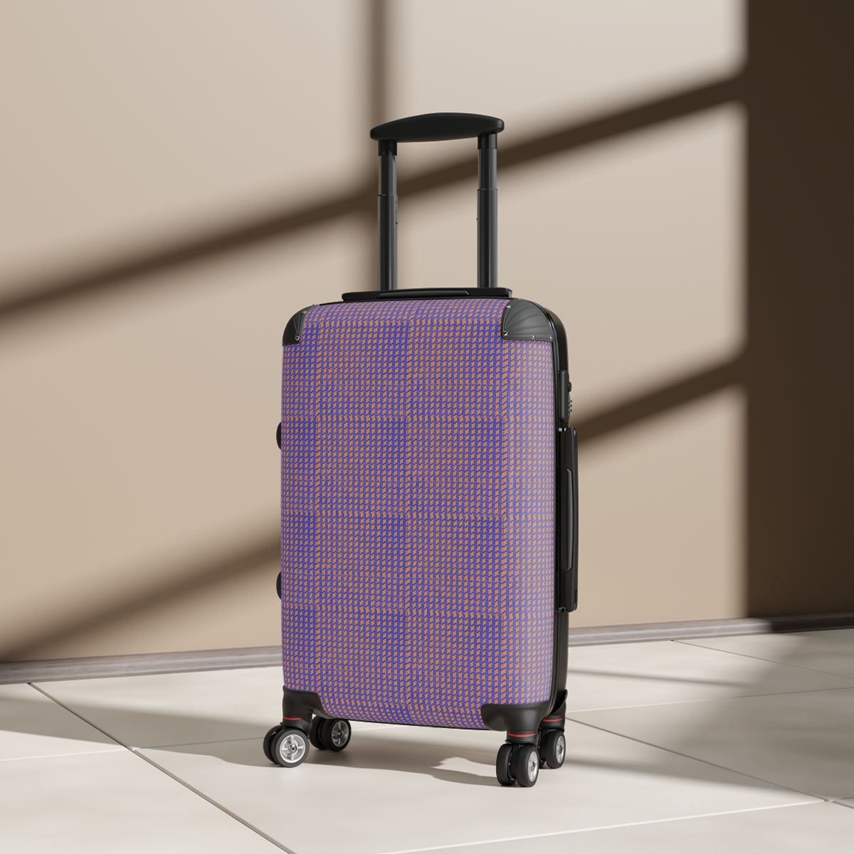 Purple Houndstooth Carry-On Suitcase — Retro Pattern Luggage for Travel