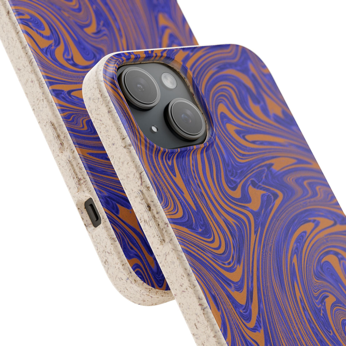Biodegradable iPhone 17 Case – Purple Orange Marble Swirl Eco-Friendly Protection