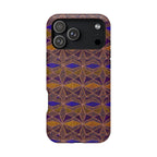 Phone Case — Geometric Tribal Pattern Magnetic Impact-Resistant Case, Fractyl impact resistant iphone 16 pro case with richly colored brown and purple pattern detail.