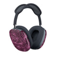 AirPods Max Shell Case in Plum Feather Swirl by Printify, showcasing a vibrant design with deep plum colors and a feather-like texture, perfect for artistic headphone protection. Ideal plum swirl shell case.