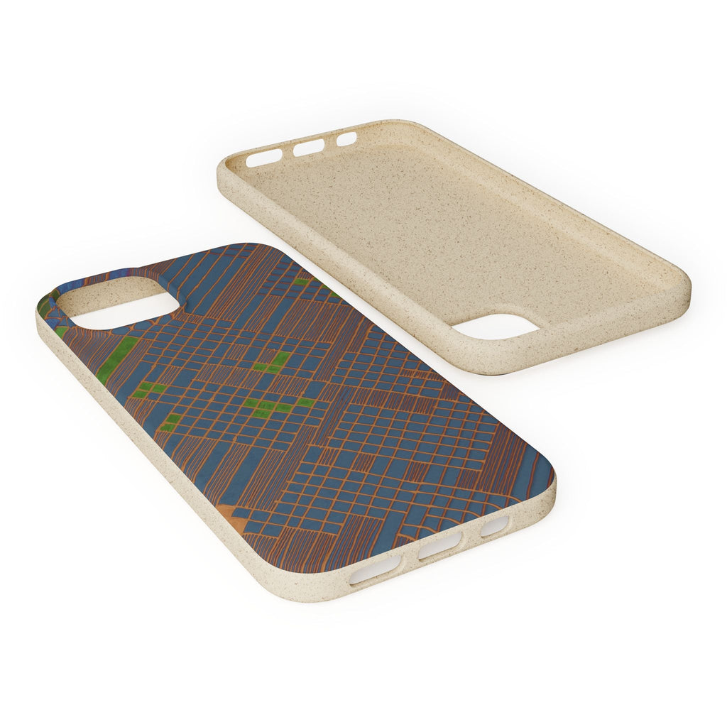 Biodegradable Phone Case — Earthy Geometric Plaid Eco-Friendly Cover, eco friendly phone case product image