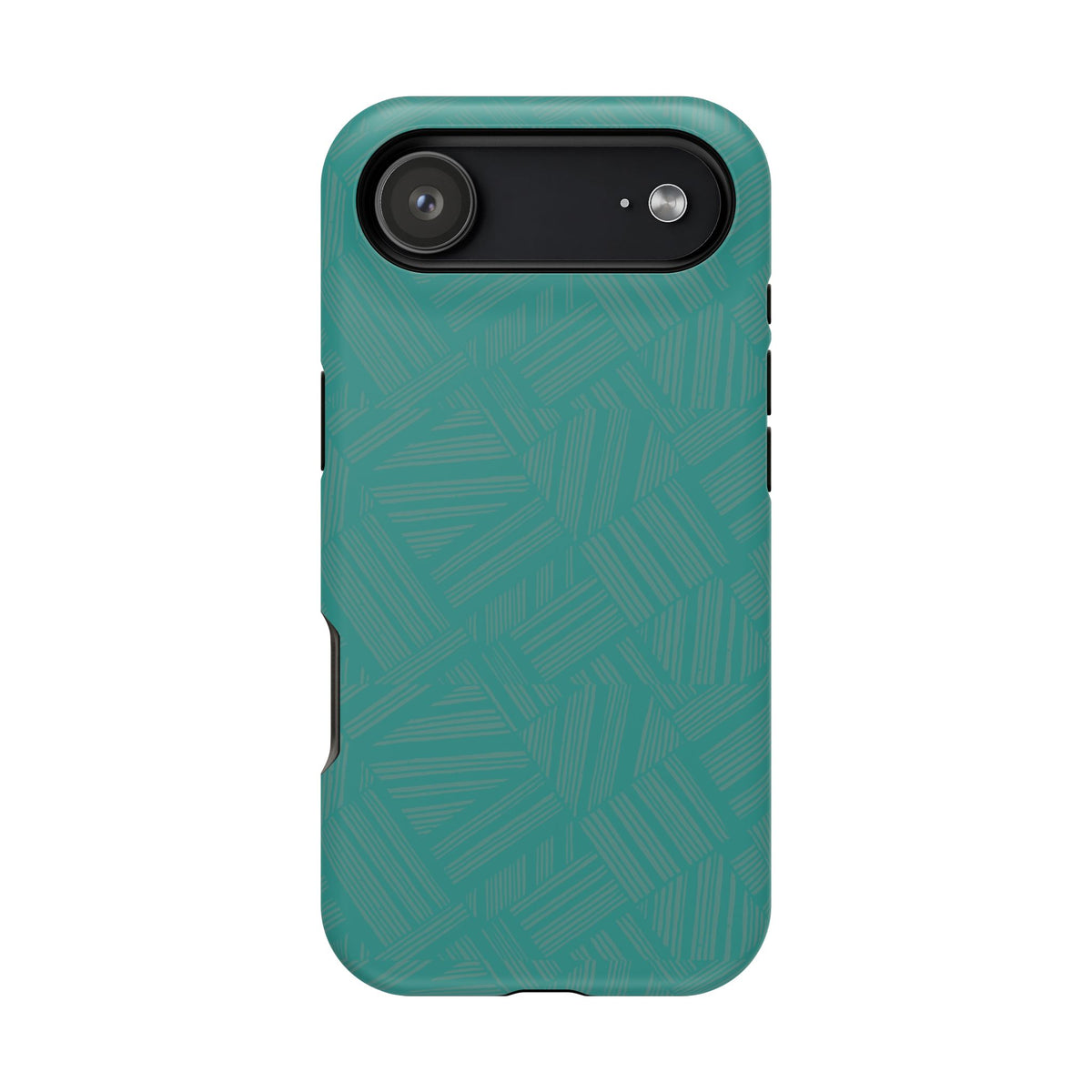 Magnetic Impact-Resistant Phone Case — Teal Geometric Protective Cover, magnetic iphone 18 pro case exploded dual-layer construction