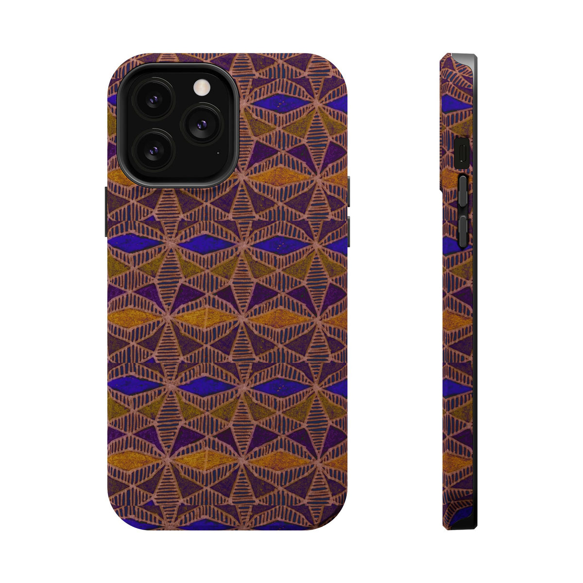 Phone Case — Geometric Tribal Pattern Magnetic Impact-Resistant Case, Fractyl impact resistant iphone 16 pro case with photo-realistic tribal pattern detail.