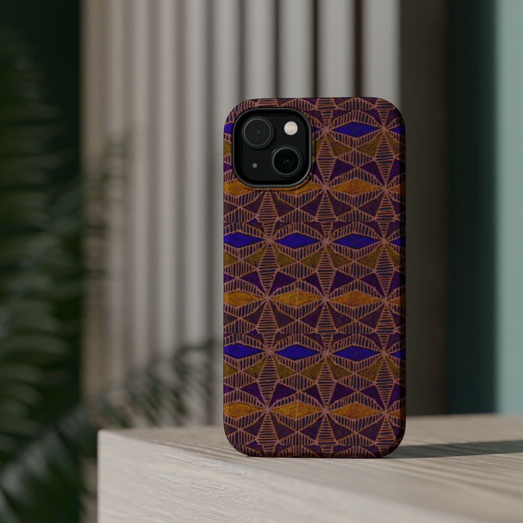 Phone Case — Geometric Tribal Pattern Magnetic Impact-Resistant Case, Fractyl impact resistant iphone 16 pro case with vivid high-resolution geometric detailing.