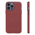 Red Pebble Texture Tough Phone Case — Rugged Shockproof iPhone Cover, wireless charging iphone 17 promax case with exposed camera bar and side cutouts