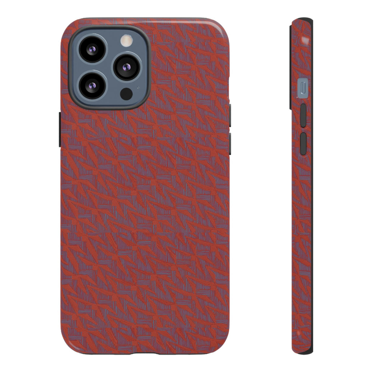 Red Pebble Texture Tough Phone Case — Rugged Shockproof iPhone Cover, wireless charging iphone 17 promax case with exposed camera bar and side cutouts