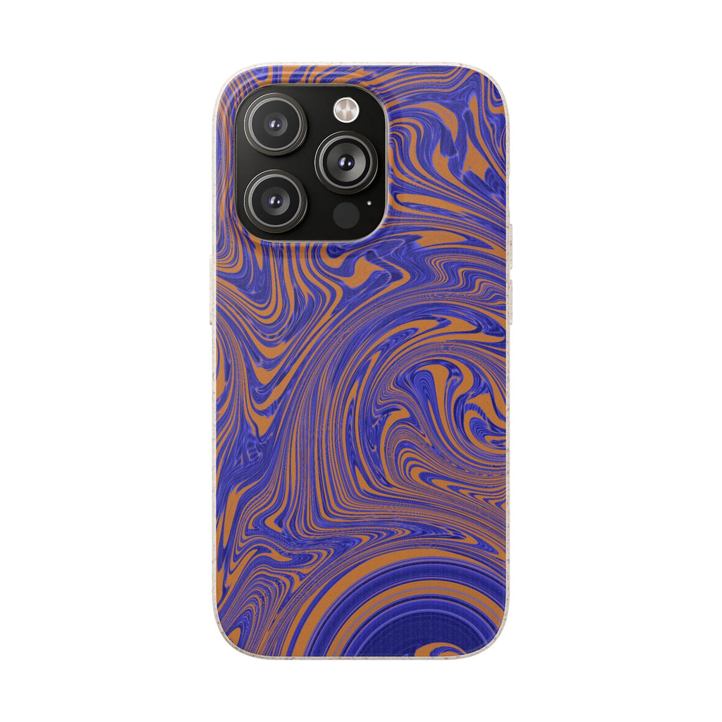 Biodegradable Marble Swirl Phone Case — Purple & Orange Eco-Friendly Protective Cover with camera and flash openings; protective biodegradable case _CASETiFY5 alternative.