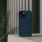 Impact Resistant Phone Case-20% OFF Entire Order, And Free Shipping, Teal Geometric MagSafe case upright against a neutral interior background; impact resistant iphone 17 case-20% OFF Entire Order, and Free Shipping.