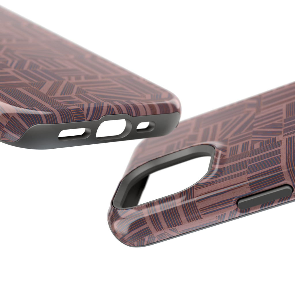 MagSafe Impact Resistant Phone Case - Geometric Brown Pattern, Dual-Layer Protection, slim dual-layer phone cover; impact resistant iphone 17 pro max case