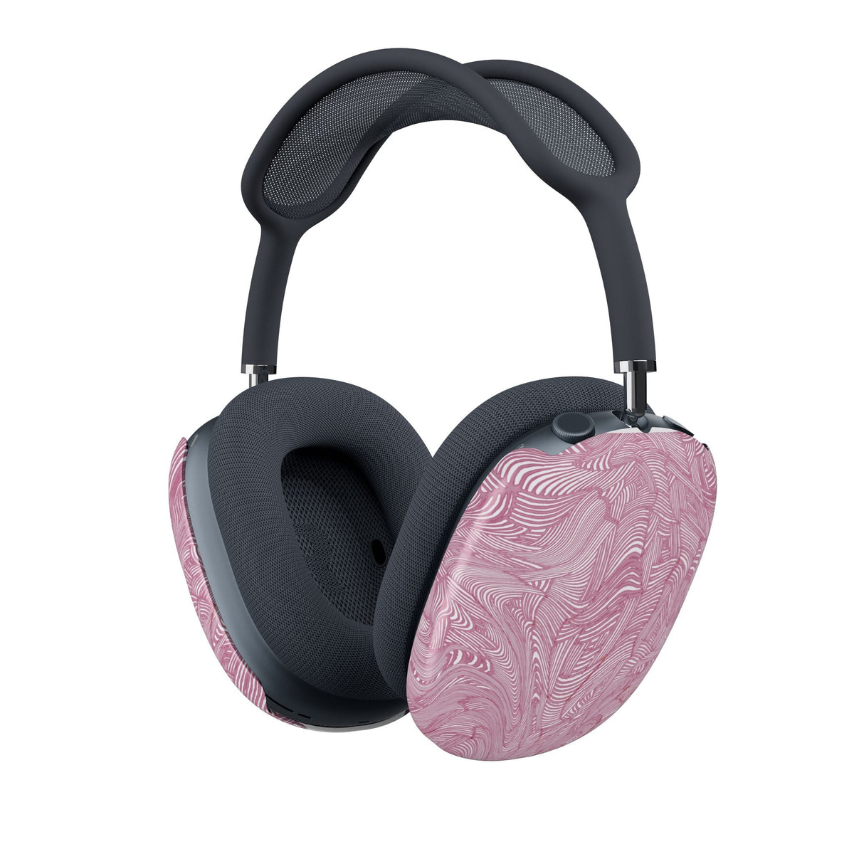 AirPods Max Shell Case in pink marble swirl by Printify, elegantly enhancing the headphones while offering durable protection and style.