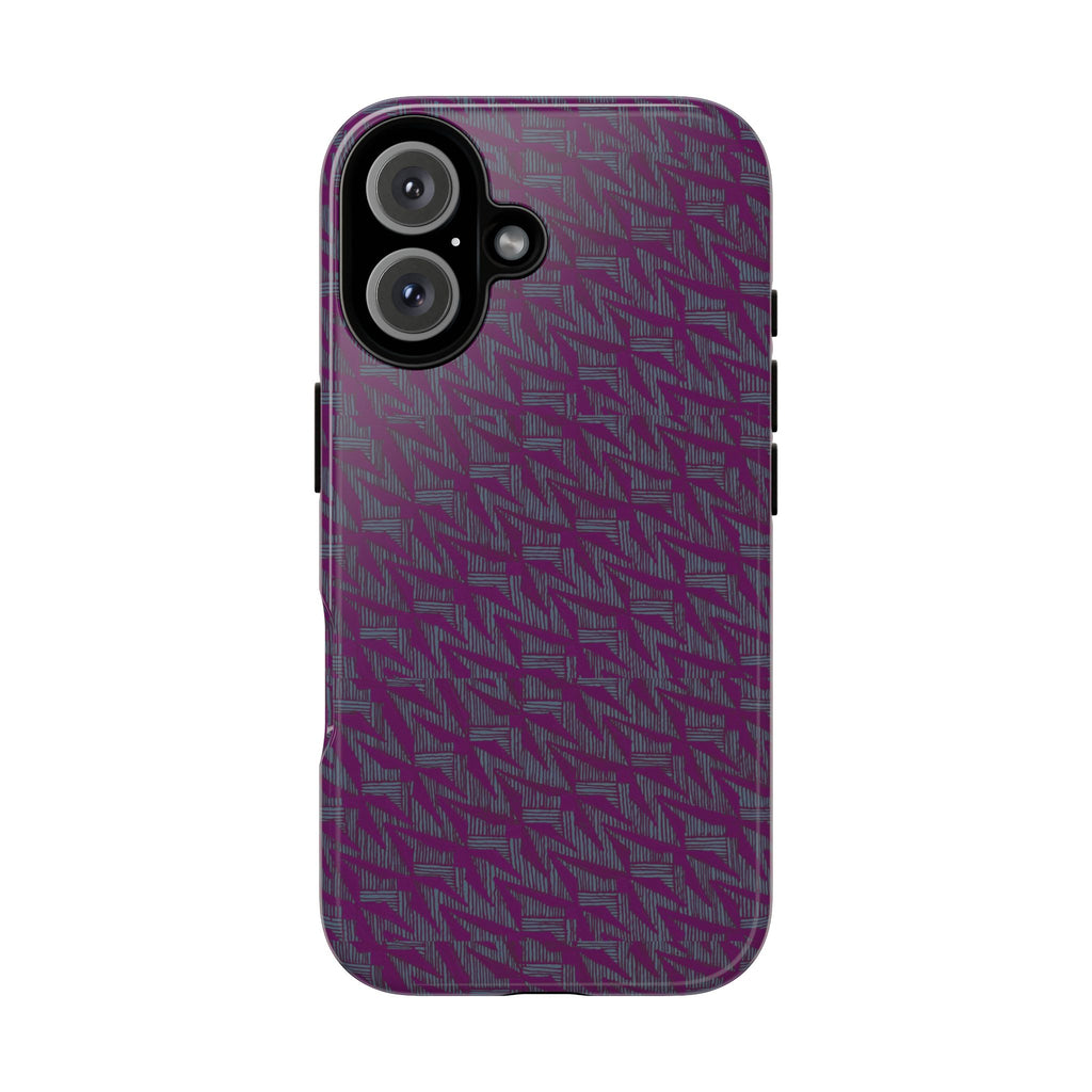 Purple Geometric Tough Phone Case — Protective Slim Phone Cover, slim protective case side profile, shockproof iphone 17 pro cover