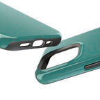 Magnetic Impact-Resistant Phone Case — Teal Geometric Protective Cover, magnetic iphone 18 pro case triple-camera close-up