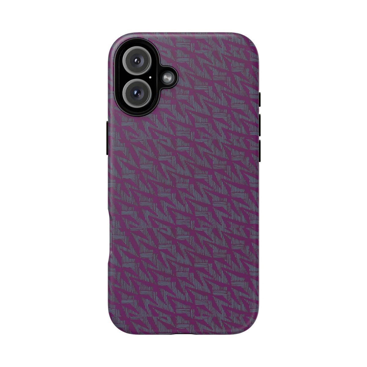 Purple Geometric Tough Phone Case — Protective Slim Phone Cover, side view highlighting case buttons and ports, shockproof iphone 17 pro cover