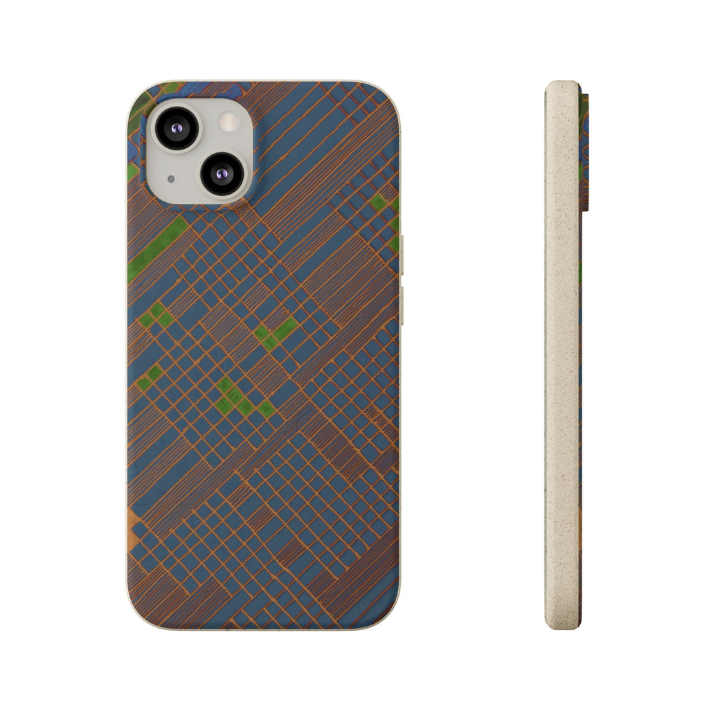 Biodegradable Phone Case — Earthy Geometric Plaid Eco-Friendly Cover, eco friendly phone case product image