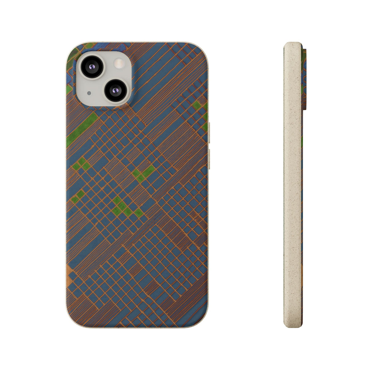 Biodegradable Phone Case — Earthy Geometric Plaid Eco-Friendly Cover, eco friendly phone case product image