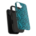 Teal Geometric Tough Phone Case — Durable Protective Phone Case with Modern Stripe Pattern, open shell and protective liner of a shockproof iphone 18 pro max case