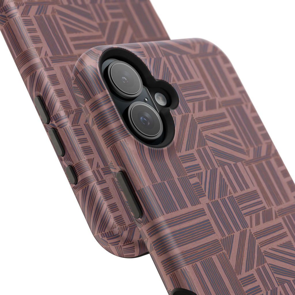 Impact Resistant Iphone 17 Pro Max Case - MagSafe Dual-Layer Geometric Brown Design