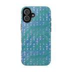 Tough Phone Case — Blue-Green Geometric Watercolor Pattern, shockproof iphone 17 pro case camera module view