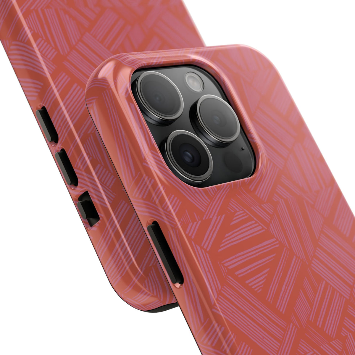 Tough Phone Case — Geometric Coral Pattern Protective Cover, shockproof iphone 18 pro case with triple-camera protection
