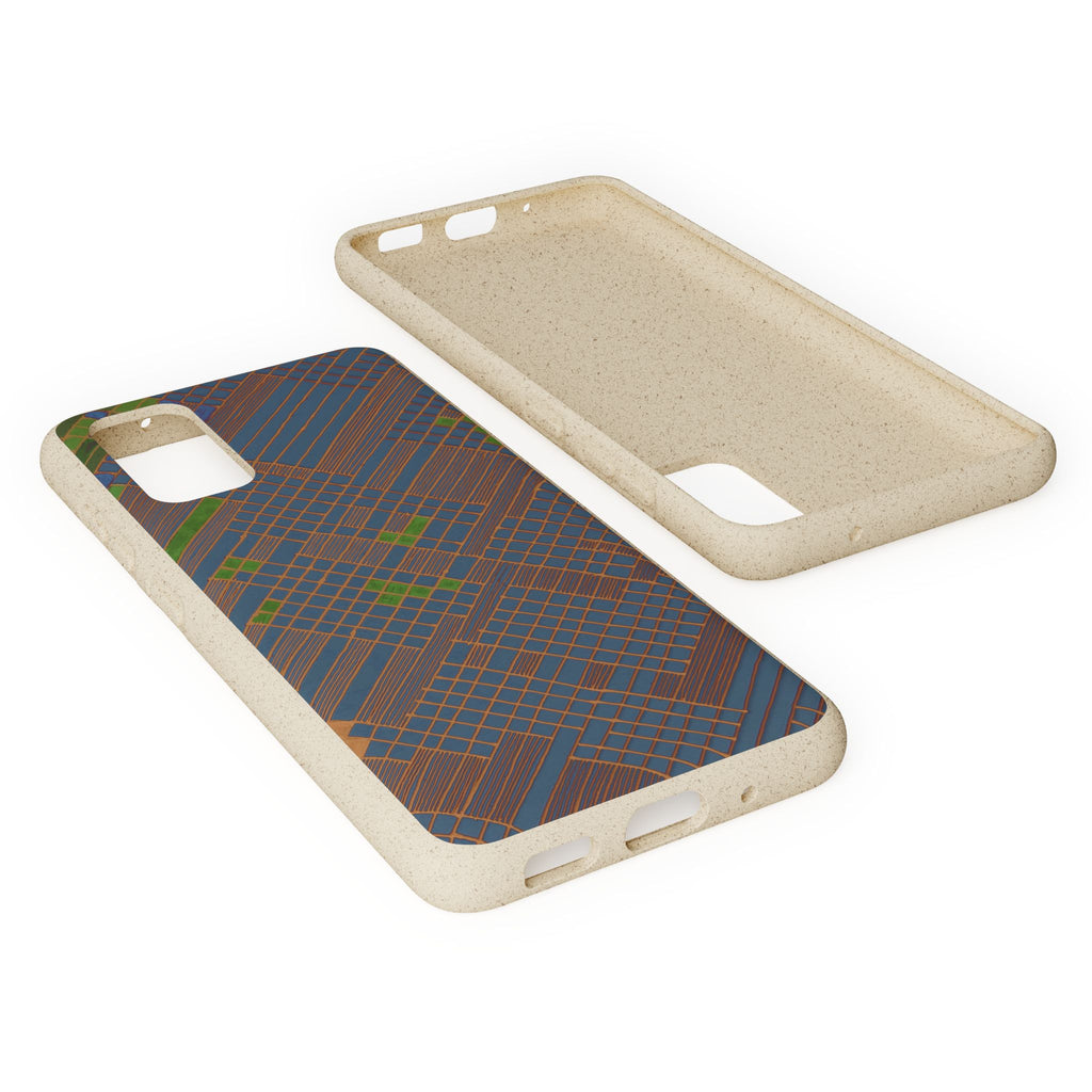 Biodegradable Phone Case — Earthy Geometric Plaid Eco-Friendly Cover, eco friendly phone case product image