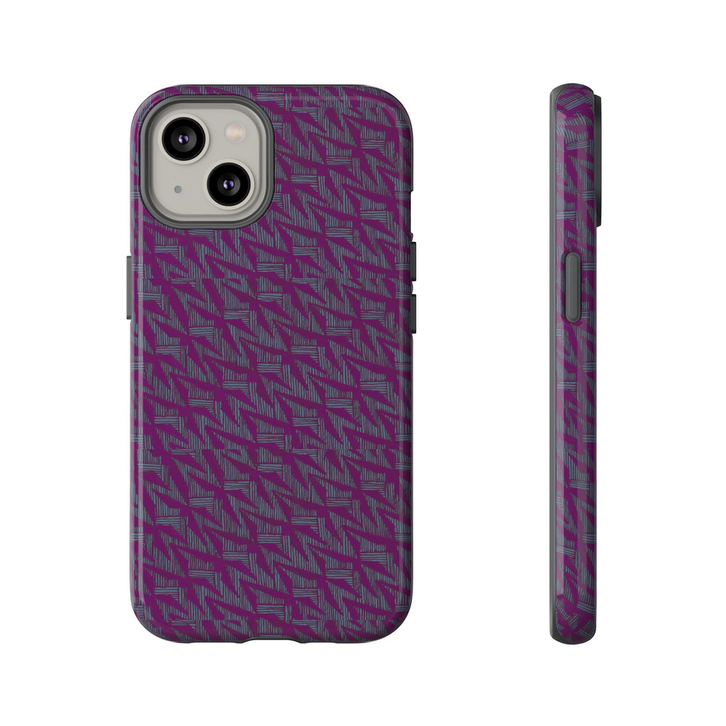 Purple Geometric Tough Phone Case — Protective Slim Phone Cover, camera protection and geometric print detail, shockproof iphone 17 pro cover