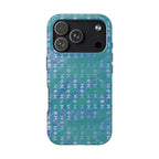 Tough Phone Case — Blue-Green Geometric Watercolor Pattern, shockproof iphone 17 pro case three-camera rear view