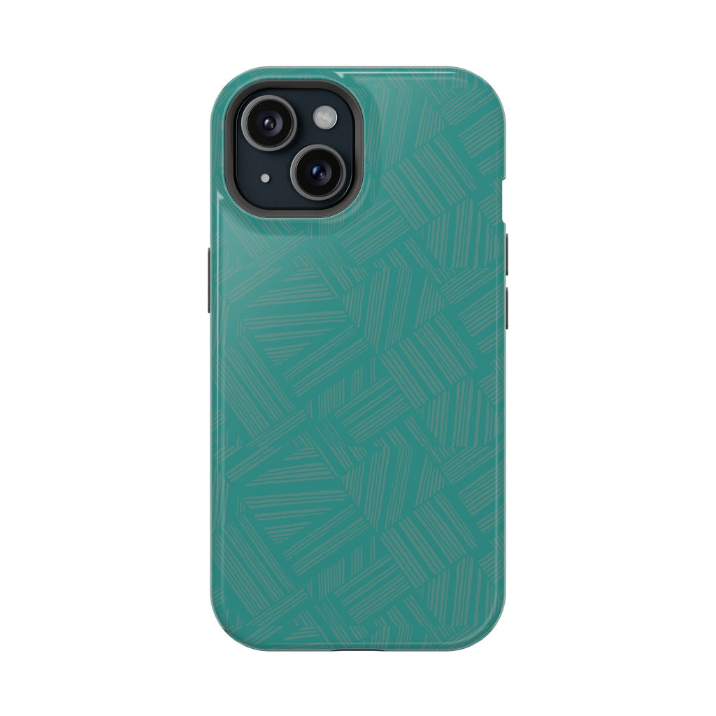 Magnetic Impact-Resistant Phone Case — Teal Geometric Protective Cover, magnetic iphone 18 pro case teal geometric phone cover