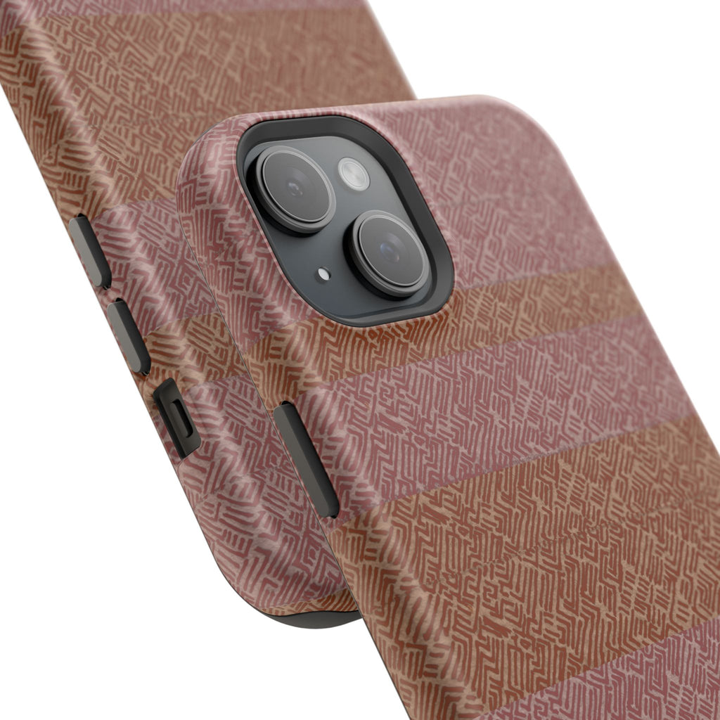 Striped Leather-Texture Magnetic Phone Case — Impact-Resistant iPhone Cover, lifestyle wireless charging iphone 18 pro max case display