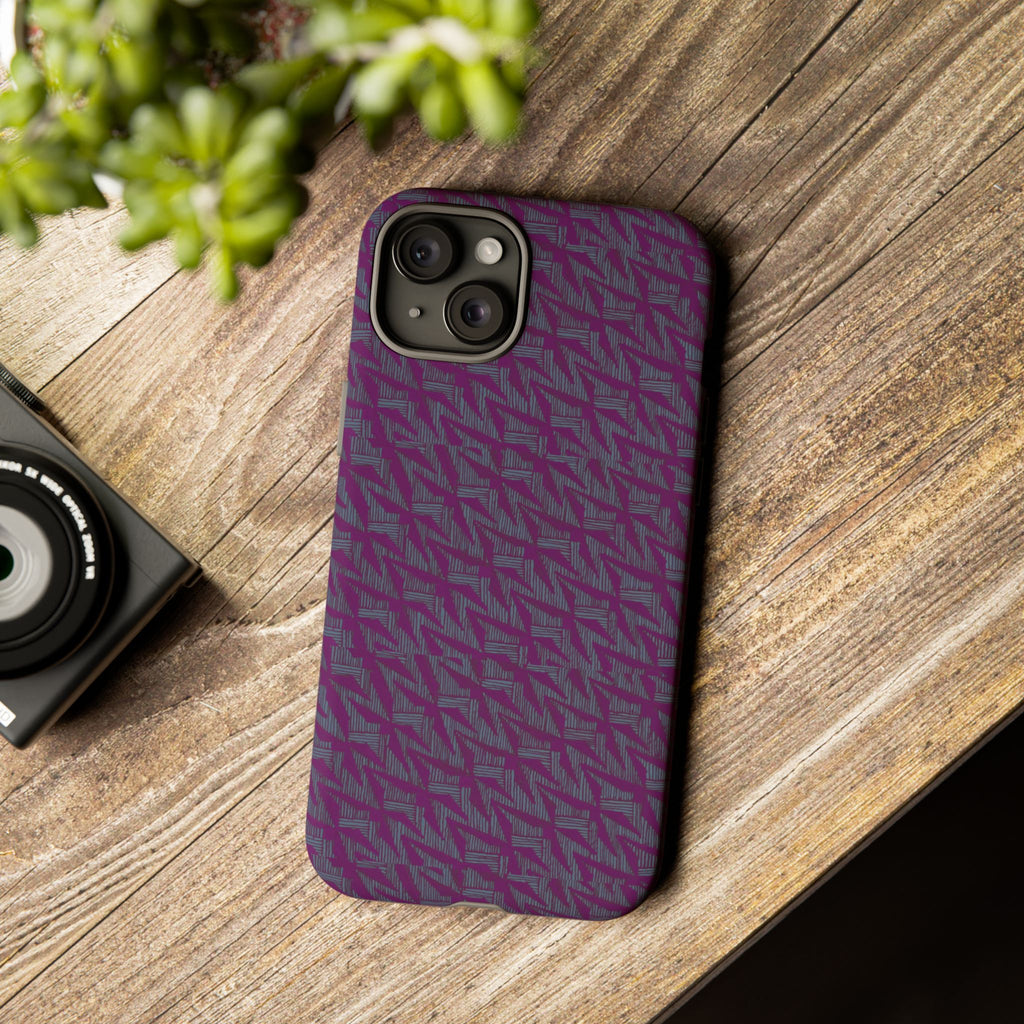 Shockproof Iphone 17 Pro Cover, Purple Geometric Dual-Layer TPU Case, UV-Protected