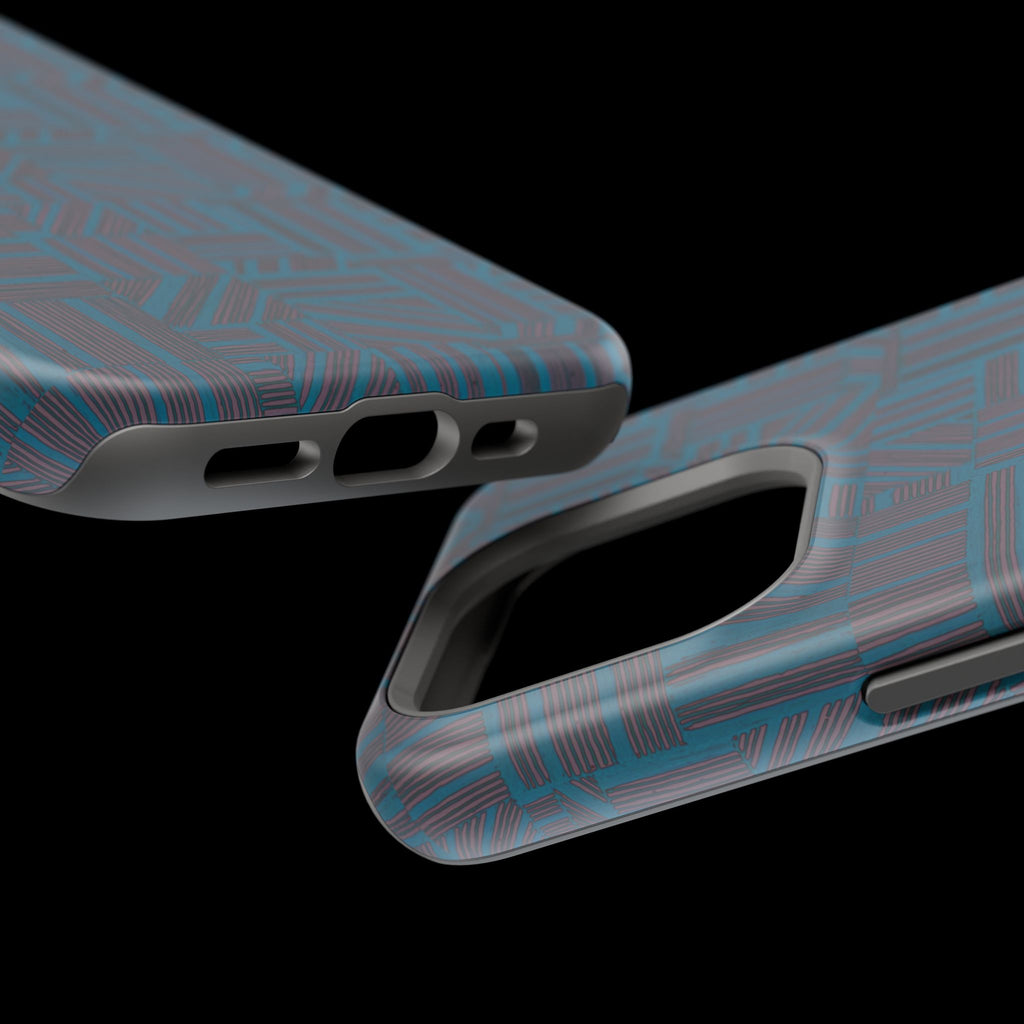 Impact Resistant iPhone 17 Case, Teal Geometric MagSafe Dual-Layer Protection