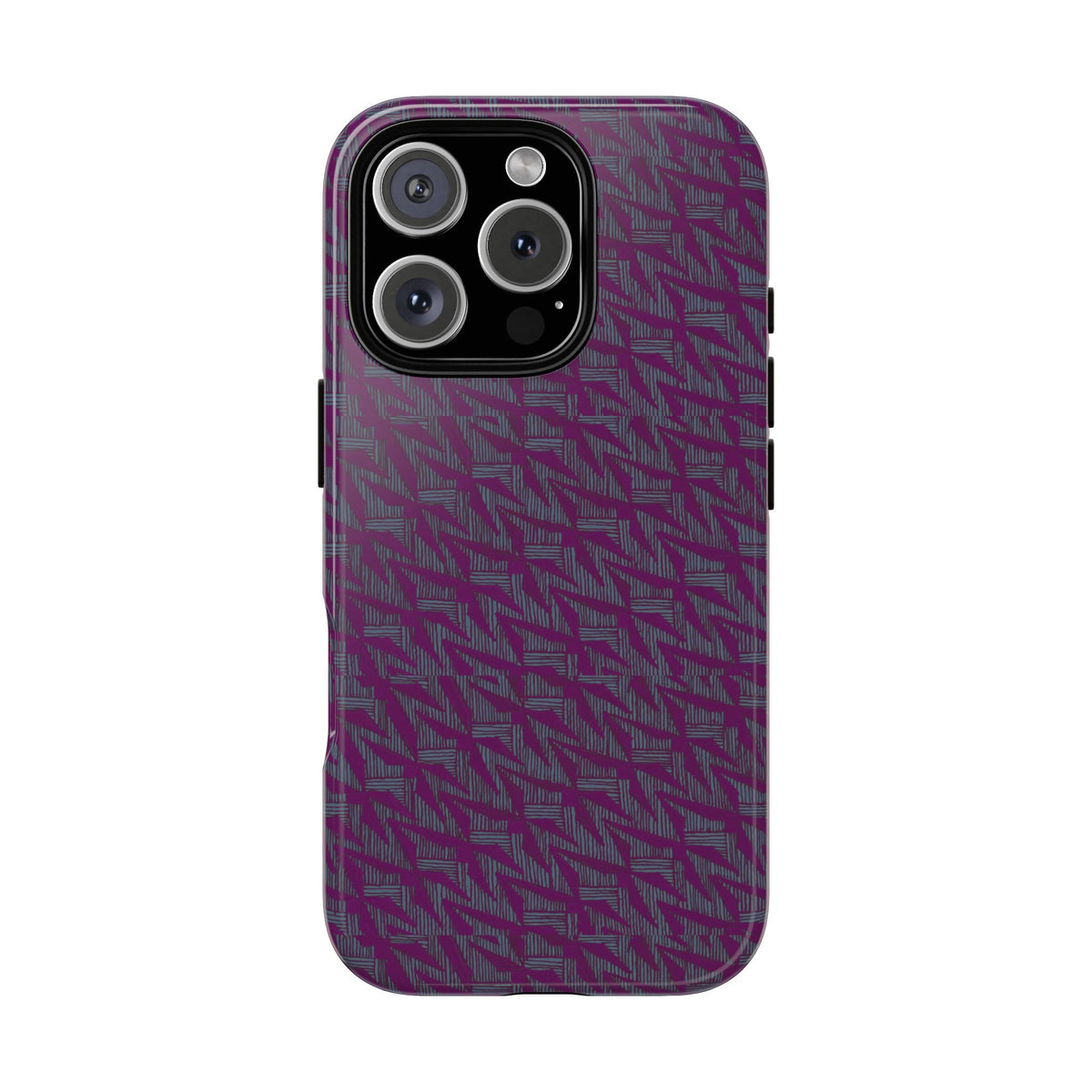 Purple Geometric Tough Phone Case — Protective Slim Phone Cover, detailed geometric rear print, shockproof iphone 17 pro cover