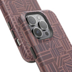 Impact Resistant Iphone 17 Pro Max Case - MagSafe Dual-Layer Geometric Brown Design